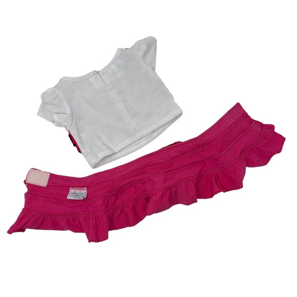 Build a Bear Workshop BABW Pink Skirt w/ White Shirt & Sequin Vest‎ Outfit ONLY - Picture 3 of 5